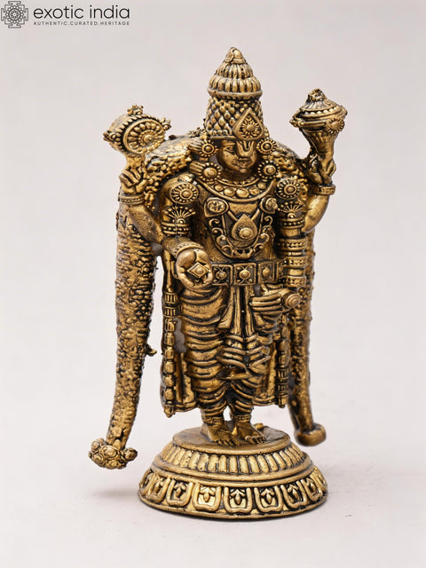 3" Small Lord Tirupati Balaji (Venkateshvara) | Copper Statue