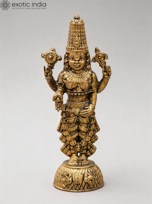4" Handmade Lord Tirupati Balaji Copper Idol for Pooja
