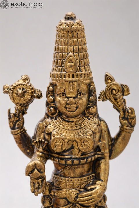 4" Small Lord Tirupati Balaji (Venkateshvara) | Copper Idol