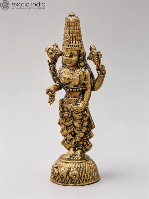 4" Small Lord Tirupati Balaji (Venkateshvara) | Copper Idol