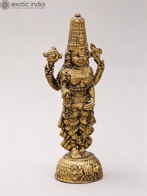 4" Small Lord Tirupati Balaji (Venkateshvara) | Copper Idol