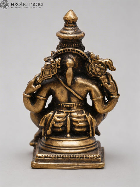 2" Small Ganapati Bappa with Mushak | Copper Statue