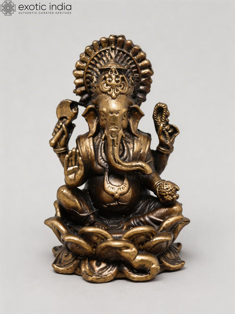Small Four Armed Blessing Lord Ganesha | Copper Statue