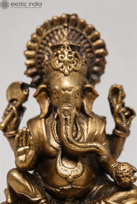 Small Four Armed Blessing Lord Ganesha | Copper Statue