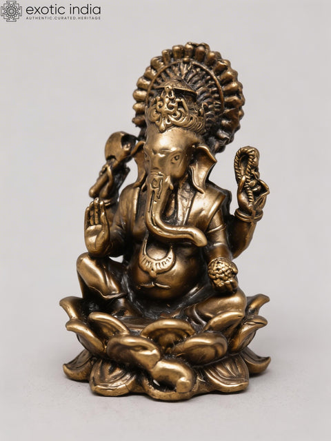 Small Four Armed Blessing Lord Ganesha | Copper Statue