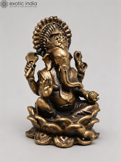Small Four Armed Blessing Lord Ganesha | Copper Statue