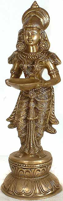 16" Deepalakshmi Brass Statue Handmade Home Decor