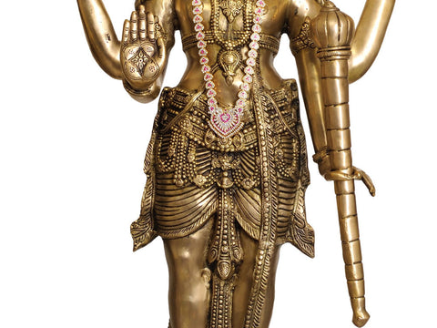 42" Large Size Lord Vishnu In Brass | Handmade | Made In India