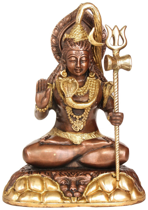 10" Blessing Lord Shiva In Brass | Handmade | Made In India