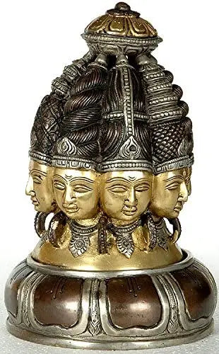9" Brass Mukha Linga Handmade Statue for Pooja