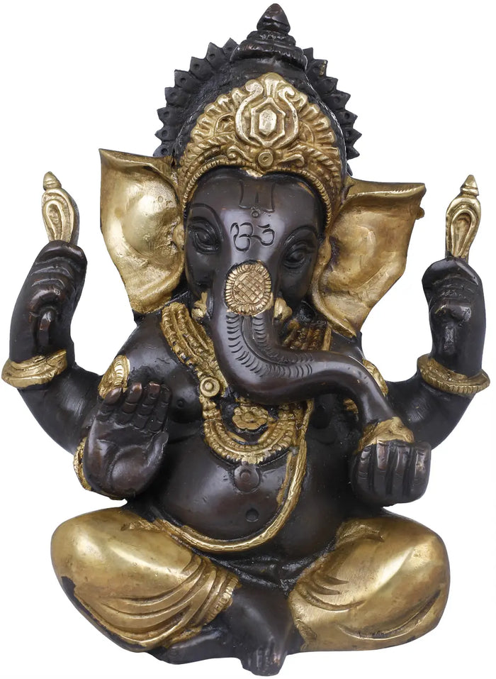 5" Handmade Lord Ganesha Ashirwad Mudra Brass Statue