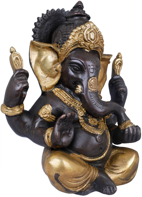 5" Lord Ganesha in Ashirwad Mudra in Brass | Handmade | Made In India