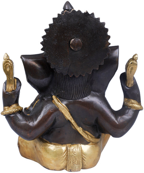 5" Lord Ganesha in Ashirwad Mudra in Brass | Handmade | Made In India