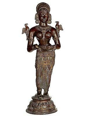 32" Deeplakshmi Brass Statue Handmade for Home Pooja