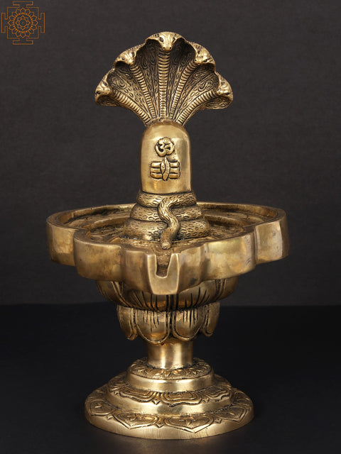 9" Shivalinga Idol on Lotus Pedestal in Brass | Handmade | Made in India