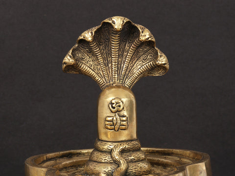 9" Shivalinga Idol on Lotus Pedestal in Brass | Handmade | Made in India