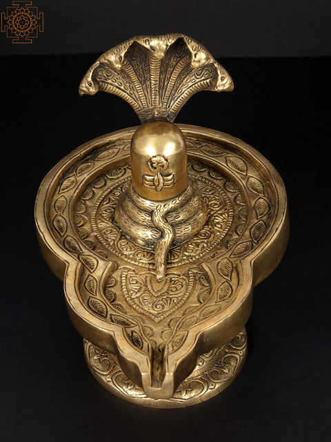 9" Shivalinga Idol on Lotus Pedestal in Brass | Handmade | Made in India