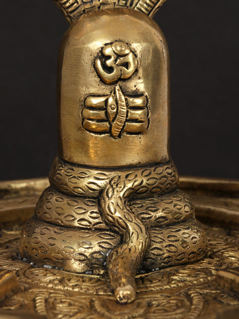 9" Shivalinga Idol on Lotus Pedestal in Brass | Handmade | Made in India