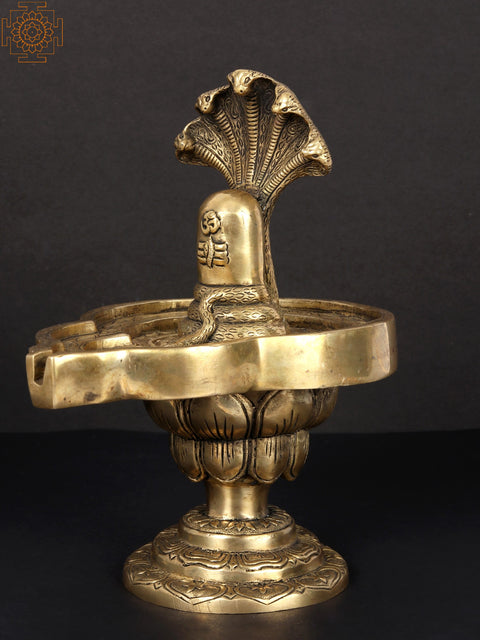 9" Shivalinga Idol on Lotus Pedestal in Brass | Handmade | Made in India