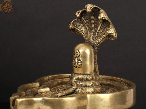 9" Shivalinga Idol on Lotus Pedestal in Brass | Handmade | Made in India