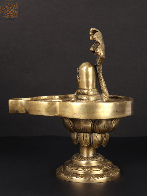 9" Shivalinga Idol on Lotus Pedestal in Brass | Handmade | Made in India