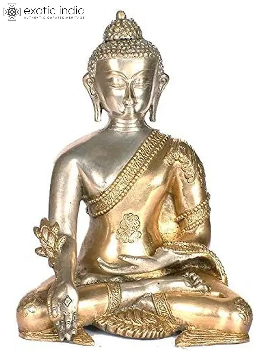 10" Bhaishajyaguru Medicine Buddha Brass Statue Handmade