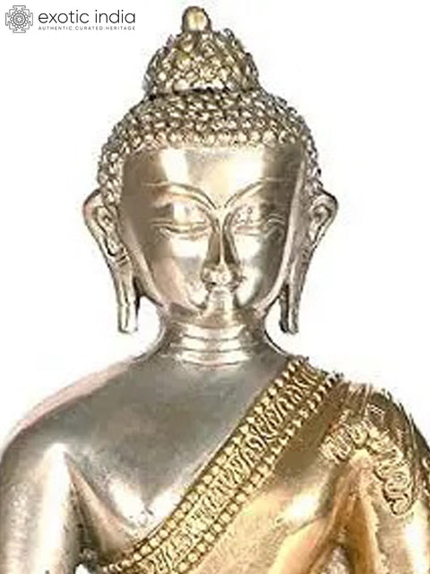 10" Tibetan Buddhist Deity- The Cosmic Doctor Bhaishajyaguru (Medicine Buddha) In Brass | Handmade | Made In India