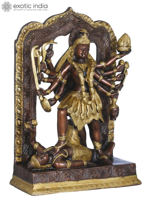 11" Handmade Goddess Kali Brass Sculpture | Authentic Indian Art | Made in India