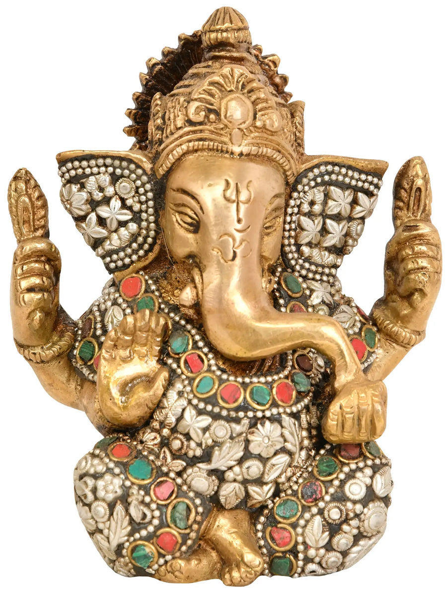 4" Handmade Brass Lord Ganesha Statue for Home Pooja