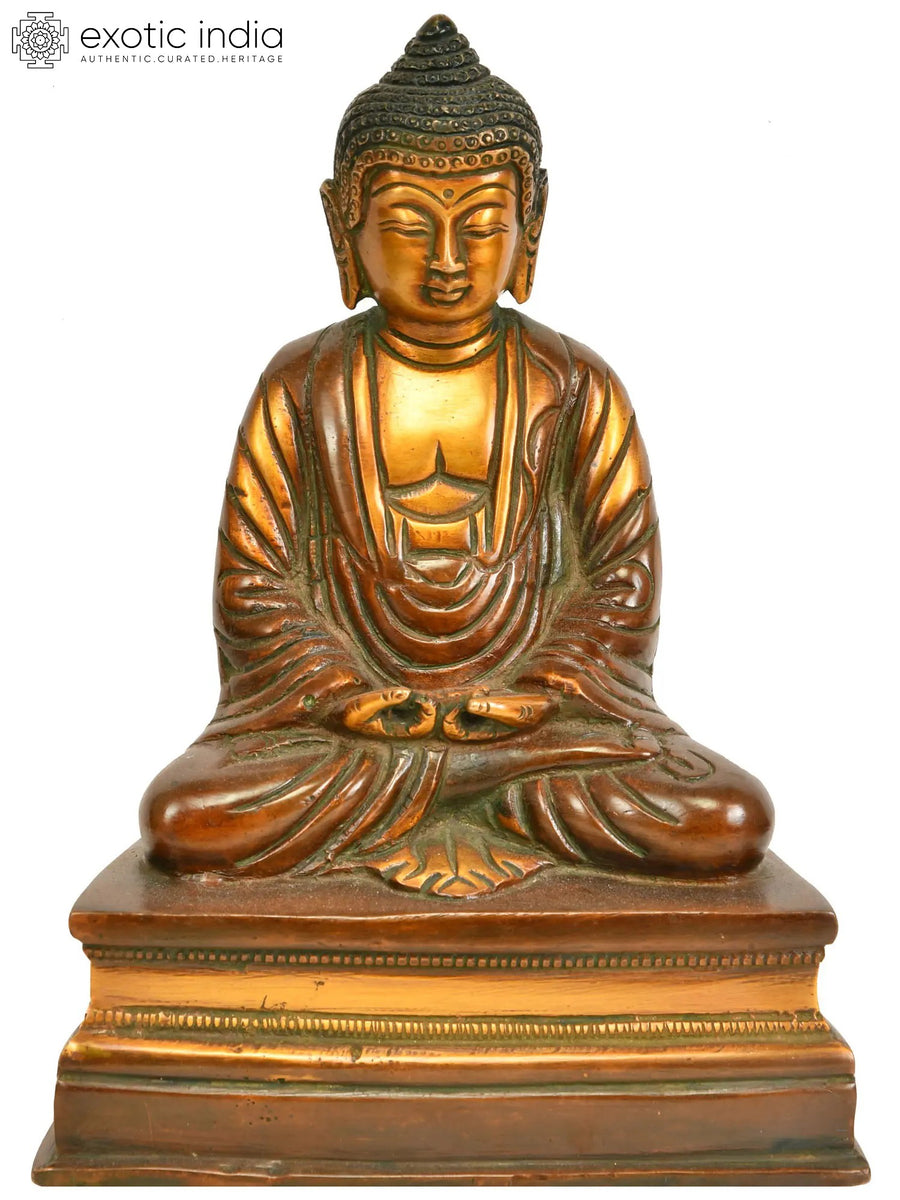 8" Lord Buddha in Meditation Brass Statue Handmade