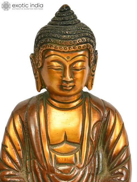 8" Japanese Buddhist - Lord Buddha in Meditation In Brass | Handmade | Made In India
