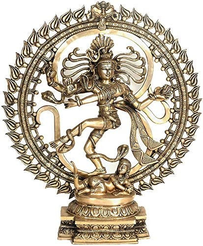 20" Handmade Nataraja Dancing Brass Statue with Cosmic OM