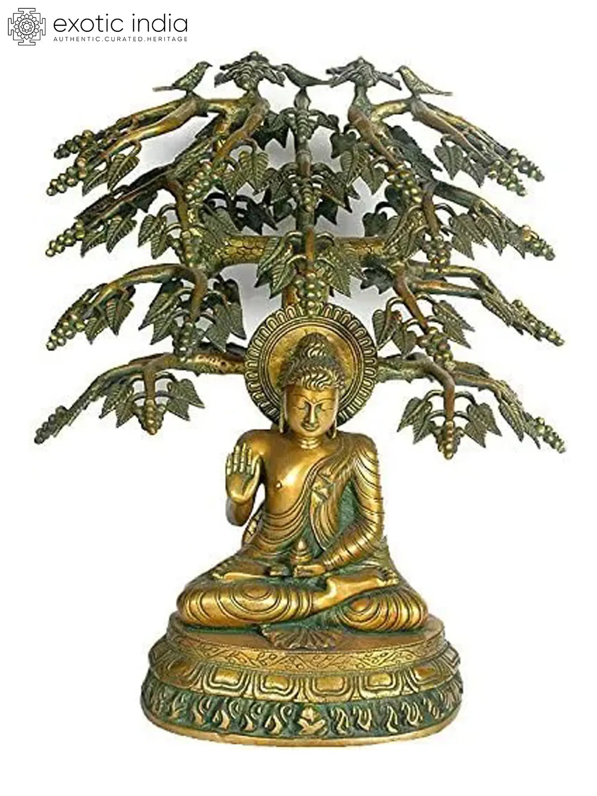 21" Large Size Buddha Sculpture in Brass | Handmade | Made in India