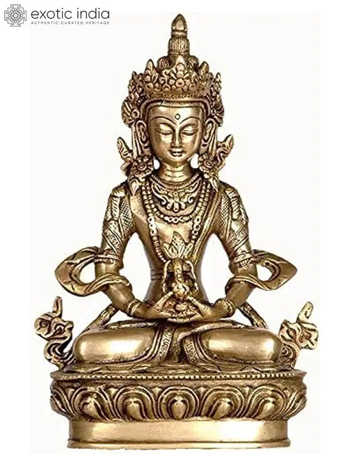 9" Handmade Amitabha Buddhist Deity Brass Statue