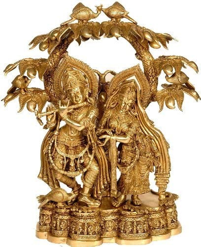 30" Large Radha Krishna Handmade Brass Sculpture for Home Decor