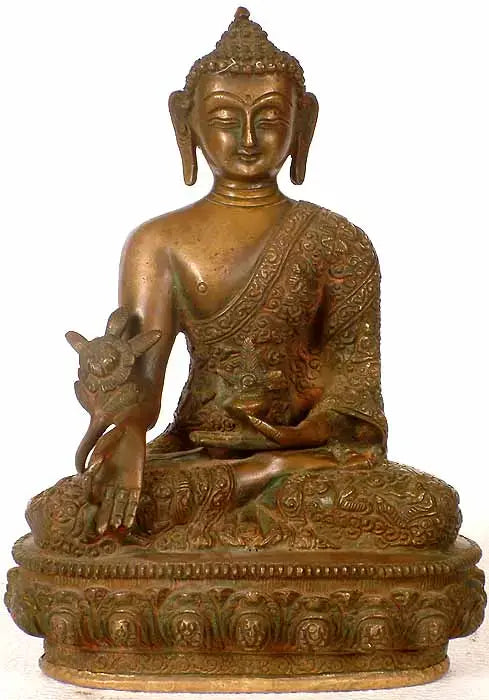Tibetan Buddhist Medicine Buddha Brass Statue Handmade