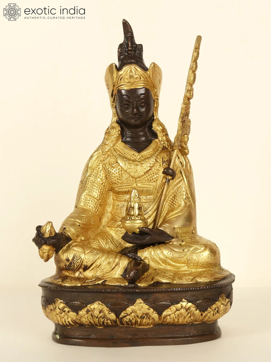 8" Guru Padmasambhava Brass Statue Handmade Buddhist Deity