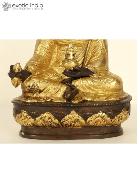 8" Tibetan Buddhist Deity Guru Padmasambhava In Brass | Handmade | Made In India