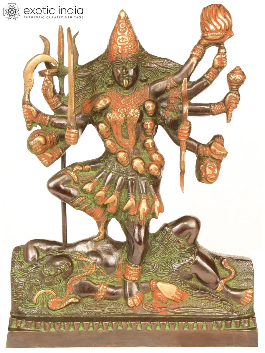 12" Goddess Kali Handmade Brass Sculpture for Pooja