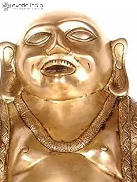 10" Laughing Buddha In Brass | Handmade | Made In India