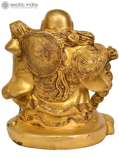10" The Joyous Laughing Buddha - Tibetan Buddhist In Brass | Handmade | Made In India