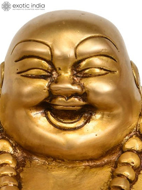 10" The Joyous Laughing Buddha - Tibetan Buddhist In Brass | Handmade | Made In India