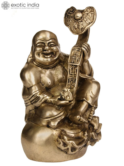 7" Laughing Buddha Brass Handmade Statue