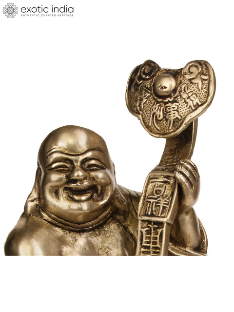 7" Laughing Buddha In Brass | Handmade | Made In India