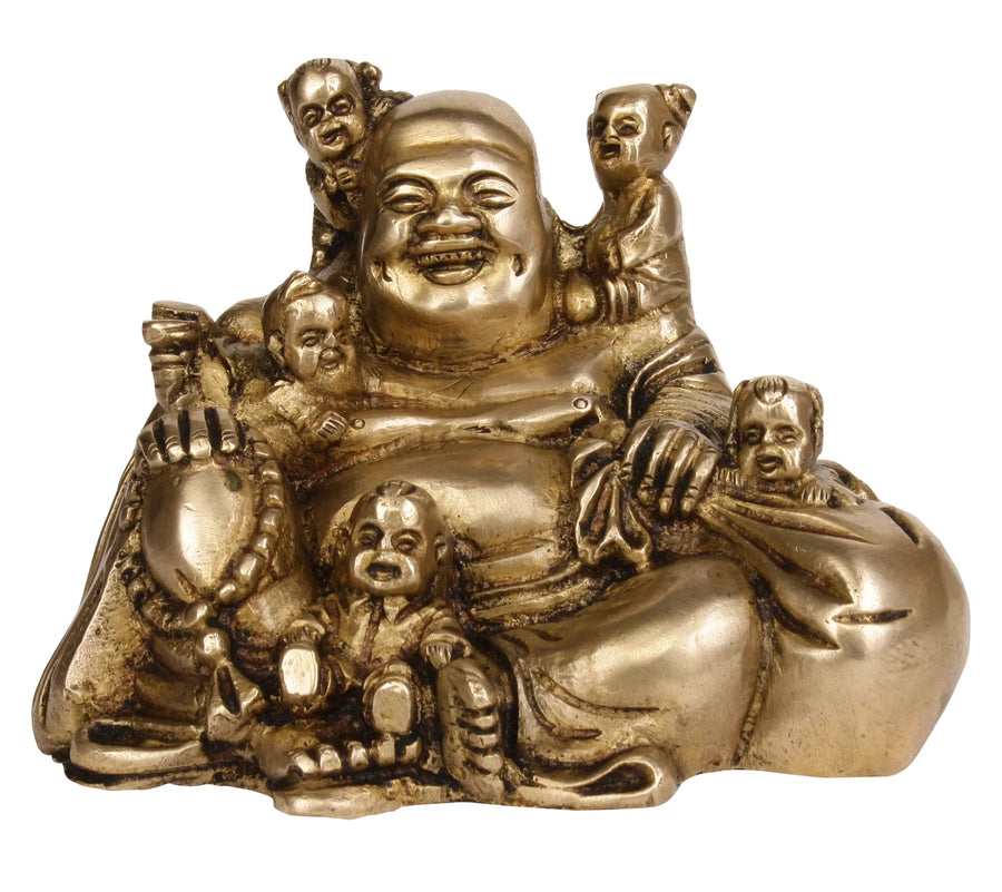 4" Laughing Buddha Handmade Brass Statue