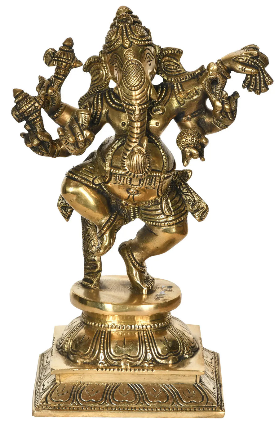 9" Dancing Ganesha Handmade Brass Statue for Home Decor