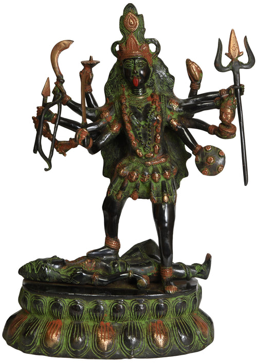 20" Kali Handmade Brass Statue for Pooja