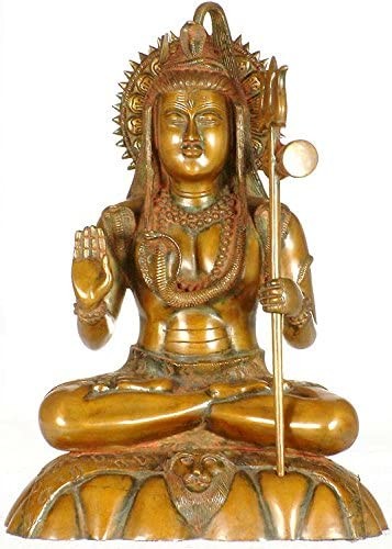 16" Handmade Lord Shiva Anugraha Murti Brass Statue