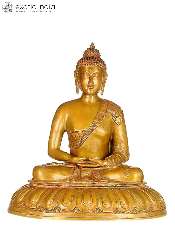 Large Meditating Buddha Brass Statue Handmade Tibetan Buddhist Idol