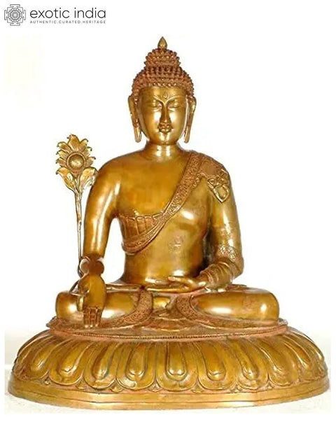 Large Medicine Buddha Brass Statue | Tibetan Buddhist Deity Idol
